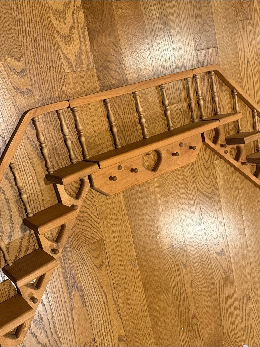Vintage Wooden Stair Step Wall Shelf with Hearts  1980’s.